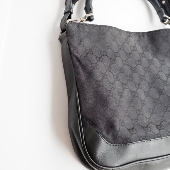 Authentic Preowned Gucci Black GG Canvas Two Strap Shoulder Bag - Picture 4 of 16